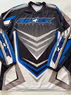 Mens Large Shock Racing Moto Motocross Dirt Bike Jersey Shirt